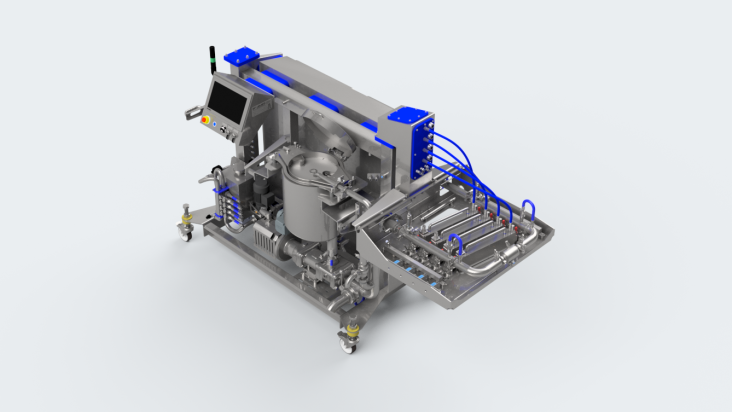 MDSUW4 mobile depositor with integrated supply unit for warm materials, 3D render