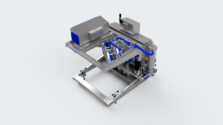 MDMV600 mobile depositor medium with vision, up to 600 mm working width, 3D render