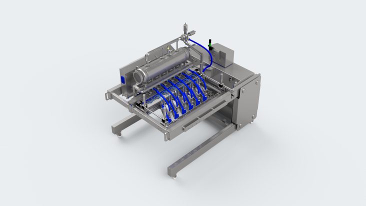 MDLV1200 mobile depositor large with vision, up to 1200 mm working width, 3D render