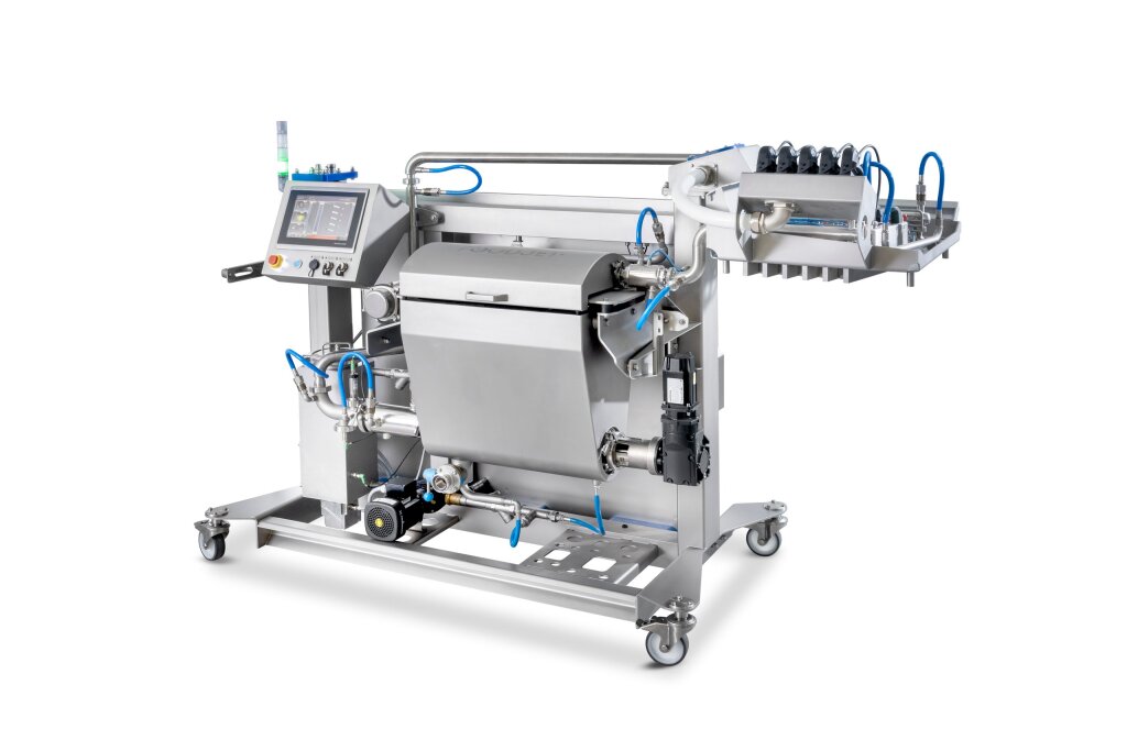FoodJet depositor with a control panel and depositing unit on a mobile frame