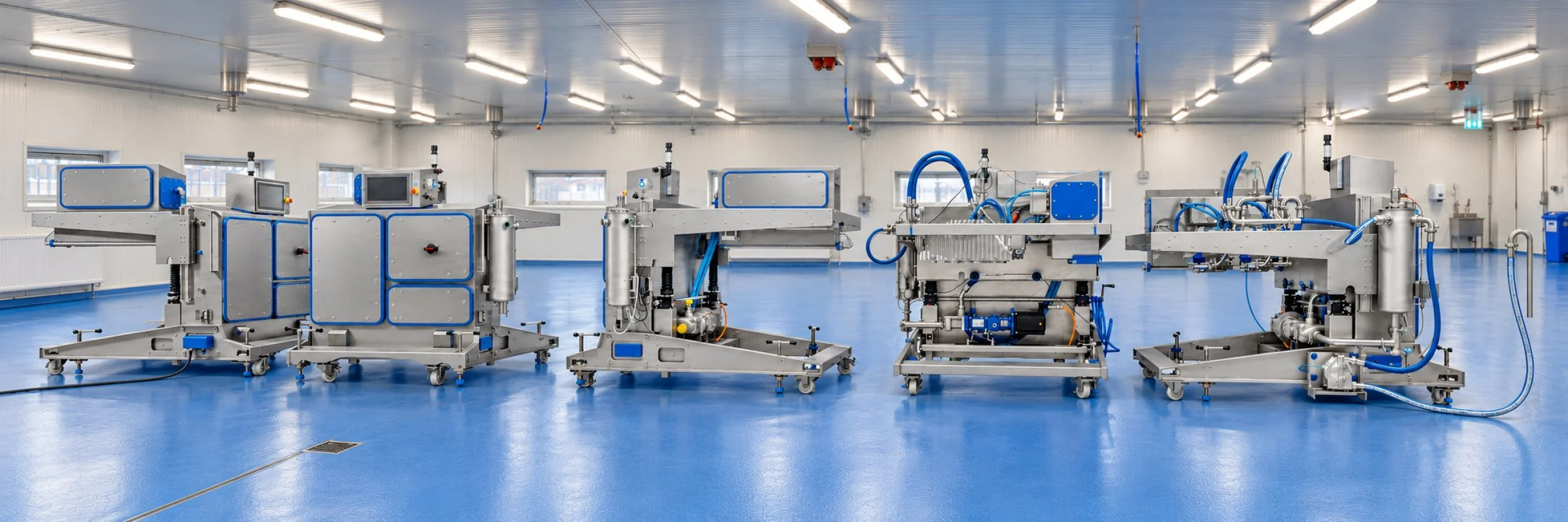 Wide view of depositors in a production hall